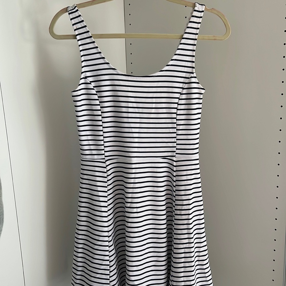 H&M White Striped Mini Sundress Size 8